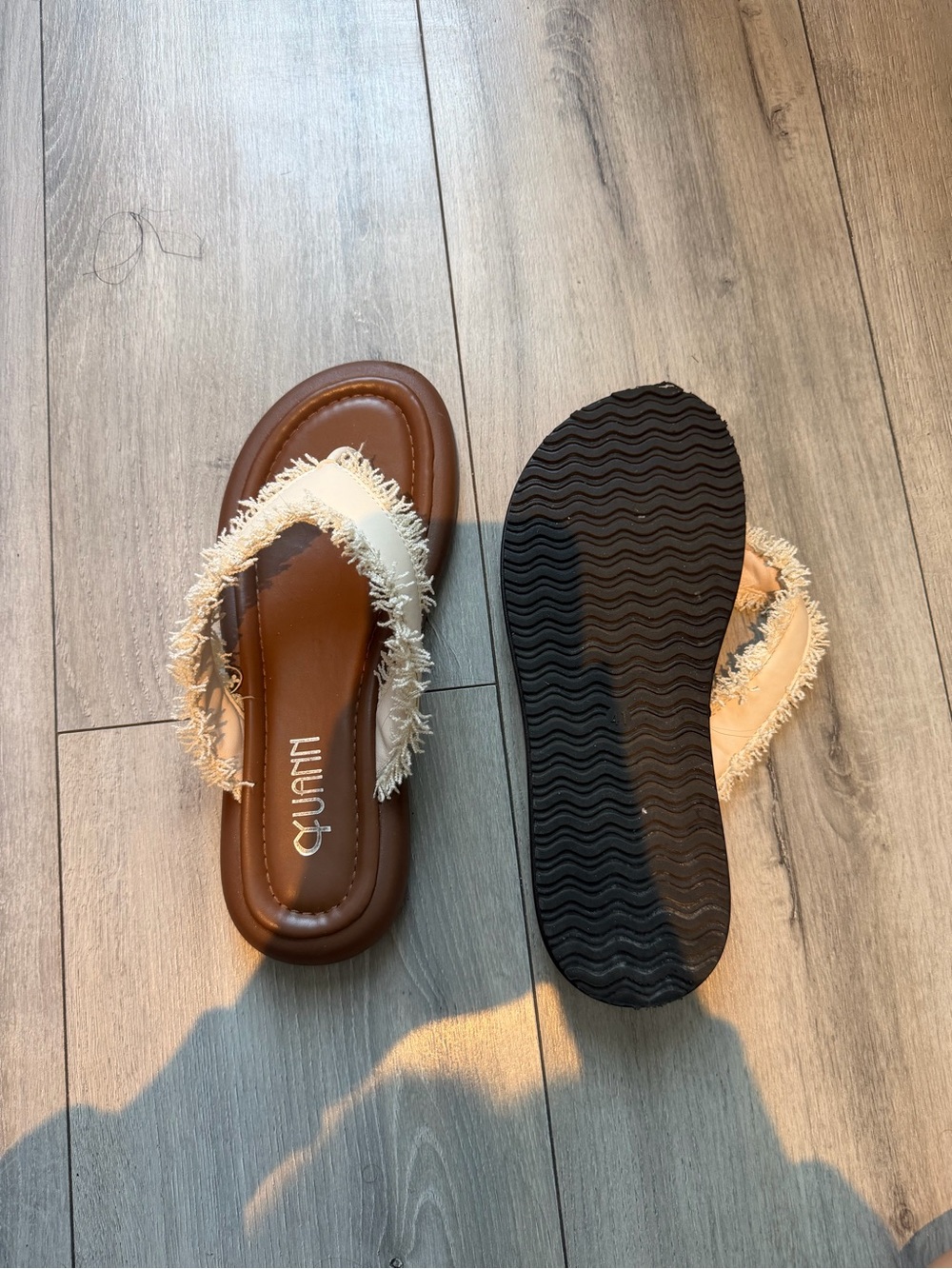 White Fringed Women's Thong Sandals